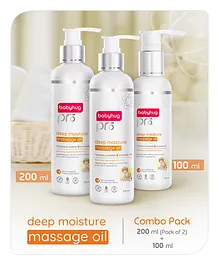 Babyhug Pro Deep Moisture Massage Oil - 200ml -Pack of 2 & Babyhug Pro Deep Moisture Massage Oil - 100 ml