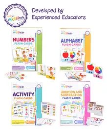 Intelliskills Early Literacy Alphabet Flash Cards (30) & Numbers Flash Cards (30) & Activity Flash Cards (30) & Addition and Subtraction Flash Cards (30) (120 Card Set)