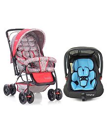 Babyhug Amber Car Seat cum Carry Cot With Rocking Base & Black BlueBabyhug Cosy Cosmo Stroller With Reversible Handle & Back Pocket - Bright Red