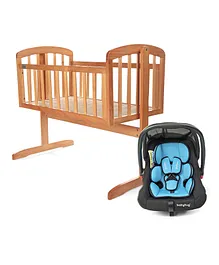 Babyhug Amber Car Seat cum Carry Cot With Rocking Base & Black BlueBabyhug Joy Cradle With Mosquito Net - Natural