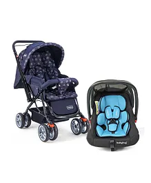 Babyhug Amber Car Seat cum Carry Cot With Rocking Base & Black BlueBabyhug Comfy Ride Stroller With Reversible Handle - Dark Blue