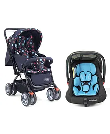 Babyhug Amber Car Seat cum Carry Cot With Rocking Base & Black BlueBabyhug Comfy Ride Stroller With Reversible Handle - Dark Navy Blue