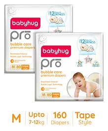 Babyhug Pro Bubble care premium Tape Style Diaper Medium - 80 Pieces -(Pack of 2)