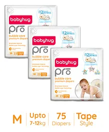 Babyhug Pro Bubble care premium Tape Style Diaper Medium - 25 Pieces -(Pack of 3)