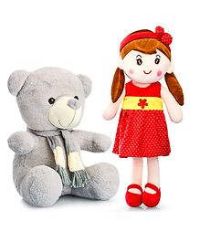 Babyhug Plush Teddy Bear with Muffler Soft Toy & Elle Candy Doll