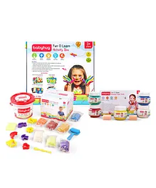 Babyhug My Fun Dough Tub Kit with Color O Splash Washable Finger Paints & Fun O Learn Activity Box - Multicolour