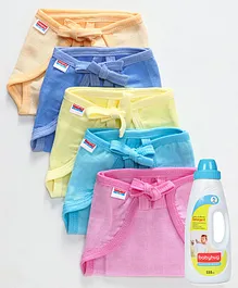 Babyhug U Shape Muslin Nappy Set Lace Extra Small Pack Of 5 - Multicolor- 1 Qty and Babyhug Liquid Laundry Detergent - 550 ml- 1 Qty