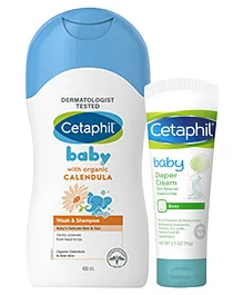 Cetaphil Baby Wash & Shampoo With Diaper Cream (400 ml - 70 gm)