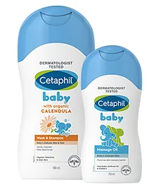 Cetaphil Baby Wash & Shampoo With Massage Oil (400 ml- 200 ml)