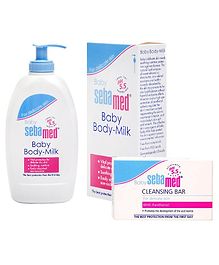 Sebamed Baby Cleansing Bar - 150 gm  & Baby Body Milk - 400 ml