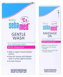 Sebamed Baby Gentle Wash - 400 ml & Soothing Baby Massage Oil - 150 ml (Packaging May Vary)