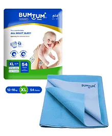 Bumtum Baby Pull-Up Ultra Soft Diaper Pants Extra Large - 54 Pieces & Bumtum Dry Sheet Instadry Leakproof Baby Bed Protector Large - Blue