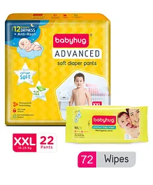Babyhug Advanced Pant Style Diapers XXL - 22 Pieces & Babyhug Premium Baby Lemon Wipes - 72 Pieces