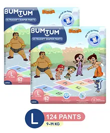 Bumtum Baby Diaper Pants New Chota Bheem Edition Large - 62 Pieces - (Pack of 2)