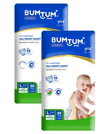 Bumtum Baby Pull Up Ultra Soft Diaper Pants Large - 30 Pieces - (Pack of 2)
