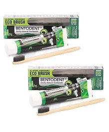 Bentodent Earthy Natural Charcoal Activated Toothpaste With Bamboo Tooth Brush - 100 g (Pack of 2)