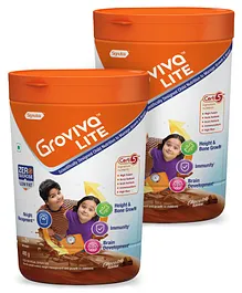 Groviva Lite Chocolate Flavour Nutrition Supplement Jar - 400 gm- Pack of 2