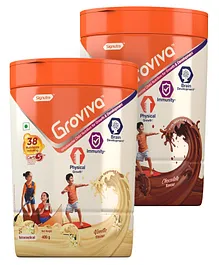 Groviva Child Nutrition Chocolate Flavour Supplement Jar - 400 gm  & Groviva Child Nutrition Vanilla Flavour Supplement Jar - 400 gm