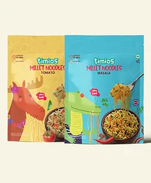 Timios Non-Fried No-Maida Millet Tomato flavoured Noodles - 190 gm & Timios Non-Fried No-Maida Millet Masala flavoured Noodles - 190 gm