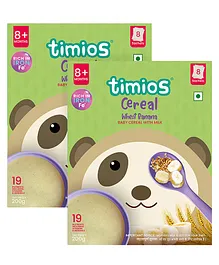 Timios Milk Based Baby Cereal Wheat Banana 8 Sachets - 200 gm- Pack of 2