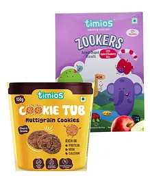 Timios Nutritious Maida Free Eggless Cookies - 150 gm & Timios Nutritious Maida Free Animal Shaped Biscuits for Kids - 150 gm
