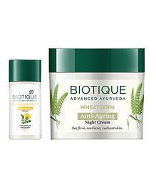 Biotique Wheatgerm Anti Ageing Night Cream With Dandelion Youth Anti Ageing Serum (50 gm & 40 ml)