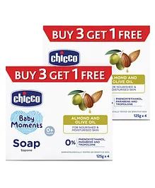 Chicco Baby Moments Almonds and Olive Oil Soap - 125 gm Each (Pack of 8)