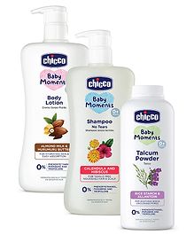 Chicco Baby Moments Combo Pack (Body Lotion - 500 ml & Baby Talcum Powder - 300 gm & Baby Shampoo - 500 ml)