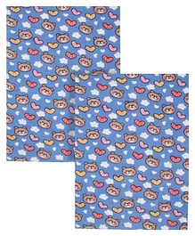 Quick Dry Baby Bed Protector Vibro Teddy Print Medium - Blue (Pack of 2)