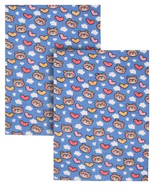 Quick Dry Baby Bed Protector Vibro Teddy Print Small - Blue (Pack of 2)