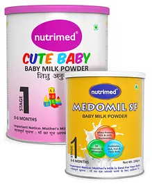 Nutrimed Medomil Stage 1 SF Infant Milk Formula - 200 gm & Nutrimed Cute Baby Stage 1 Infant Milk Formula - 400 gm