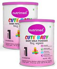 Nutrimed Cute Baby Stage 1 Infant Milk Formula - 400 gm (Pack of 2)