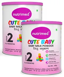 Nutrimed Cute Baby Stage 2 Infant Milk Formula - 400 gm (Pack of 2)