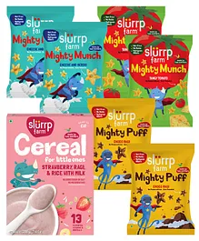 Slurrp Farm Strawberry, Ragi Milk Cereal &  Mighty Munch Assorted Party Pack of 6