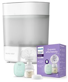 Avent Advanced Bottle Sterilizer & Single Mini Electric Breast Pump - White