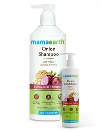 Mamaearth Onion Conditioner for Hair Growth & Hair Fall Control with Coconut Oil - 250 ml AND mamaearth Onion Hair Fall Shampoo with Onion Oil & Plant Keratin - 250 ml