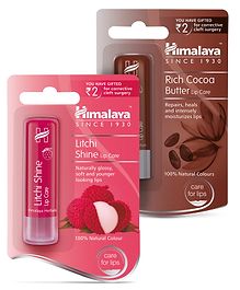 Himalaya Rich Cocoa Butter Lip Care - 45 gm AND Himalaya Litchi Shine Lip Care - 45 gm