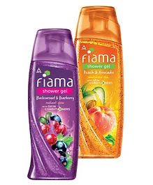 Fiama Shower Gel Peach & Avocado Body Wash - 250 ml  AND Fiama Shower Gel Blackcurrant & Bearberry Body Wash  - 250 ml