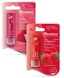 Himalaya Strawberry Shine Lip Care - 45 gm AND Himalaya Litchi Shine Lip Care - 45 gm