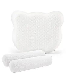Bonfino Premium Knitted Memory Foam Head Pillow & Bolster Set Of 2 Combo - White