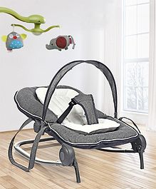 3 in 1  Baby Rocker cum Bouncer - Dark Grey and Babyhug Elephant & Owl  Clip On Soft Toys Pack of 2 Grey - Height 65 cm