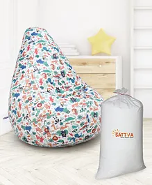 Pine Kids Printed Bean Bag Without Beans - Multicolor and Sattva Premium Bean Bag Fillers - 1 kg