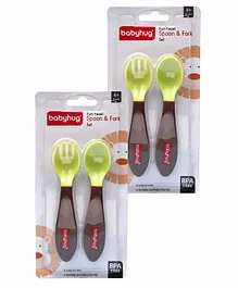 Babyhug Ergo Grip Spoon & Fork Set - Brown pack of 2