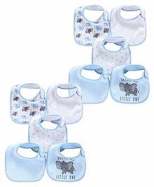 Terry Printed Bibs Pack of 5 - Blue White Combo