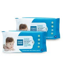 Mee Mee Caring Baby Wet Wipes With Lemon Fragrance - 72 Pieces, Pack of 2.