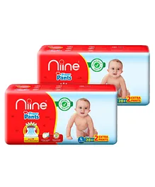 Niine Baby Diaper Pants Large Size  for Overnight Protection with Rash Control - 30 Pants - (Pack of 2)