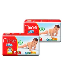 Niine Baby Diaper Pants Medium Size  for Overnight Protection with Rash Control - 34 Pants - (Pack of 2)