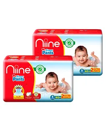 Niine Baby Diaper Pants Small Size  for Overnight Protection with Rash Control - 42 Pants - (Pack of 2)