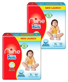Niine Baby Diaper Pants Extra Large Size  for Overnight Protection with Rash Control - 56 Pants - (Pack of 2)