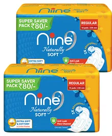 Niine Naturally Soft Super Saver Pack Sanitary Napkins Regular - 36 Pieces - (Pack of 2)